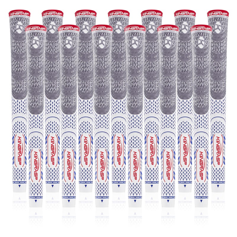 KINGRASP Multi Compound Golf Grips,Golf club grips midsize standard Size,13 Grips Set,6 Colors Optional,Anti-Slip High Stability,All Weather Cord Rubber Golf Club Grips(Gray/White, standard ) - Image 1